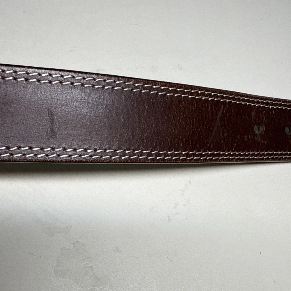 Men's Belt Size 32/82 Timberland Brown Leather Double Stitched Leather